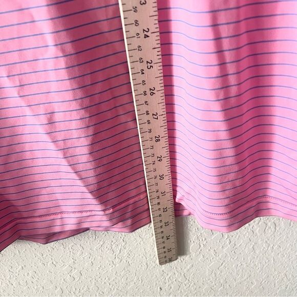 Peter Millar Summer Comfort Short Sleeve Polo Mens Size XL Pink Stripe Golf - Picture 2 of 8